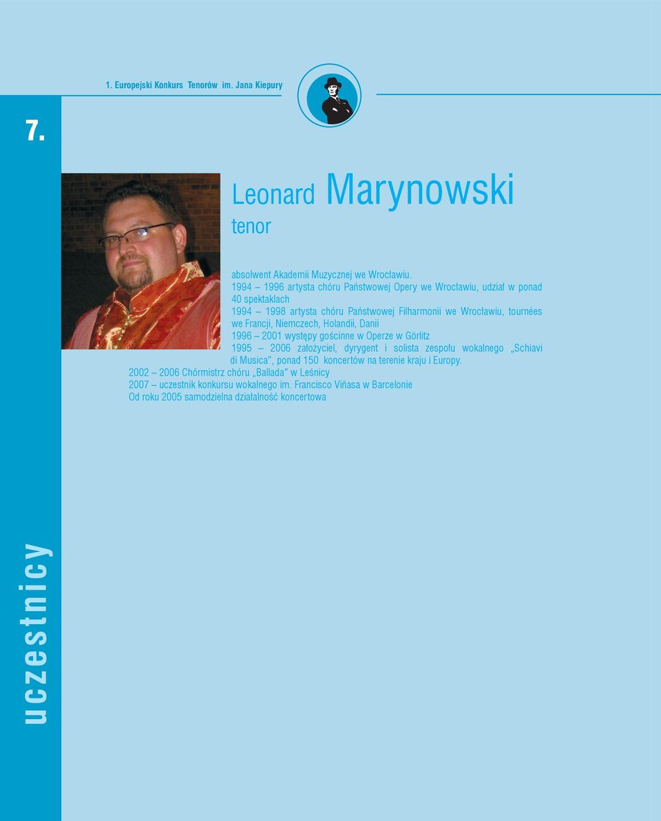 Francji, Niemczech, Holandii, Danii 1996 2001 występy gościnne w Operze w Görlitz 1995 2006 założyciel, dyrygent i solista zespołu wokalnego Schiavi di Musica,