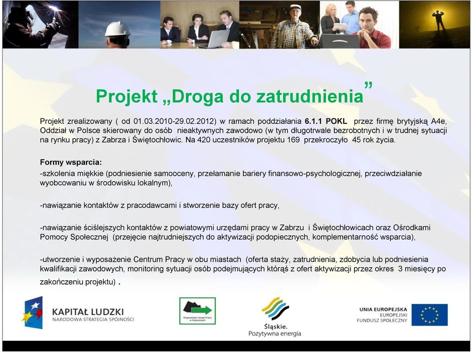 Na 420 uczestników projektu 169 przekroczyło 45 rok życia.