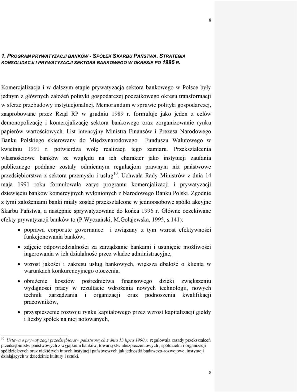 Memorandum w sprawie polityki gospodarczej, zaaprobowane przez Rząd RP w grudniu 1989 r.