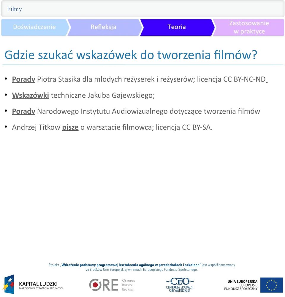 BY-NC-ND Wskazówki techniczne Jakuba Gajewskiego; Porady Narodowego