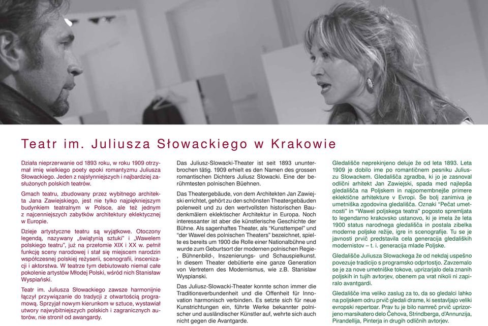 Gmach teatru, zbudowany przez wybitnego architekta Jana Zawiejskiego, jest nie tylko najpiękniejszym budynkiem teatralnym w Polsce, ale też jednym z najcenniejszych zabytków architektury eklektycznej