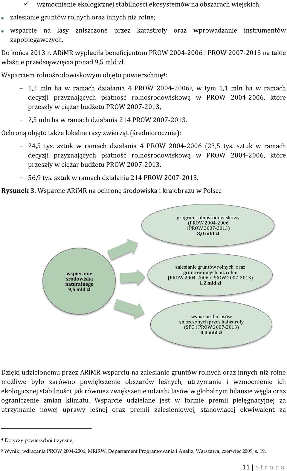 Wsparciem rolnośrodowiskowym objęto powierzchnię 4 : - 1,2 mln ha w ramach działania 4 PROW 2004-2006 5, w tym 1,1 mln ha w ramach decyzji przyznających płatność rolnośrodowiskową w PROW 2004-2006,