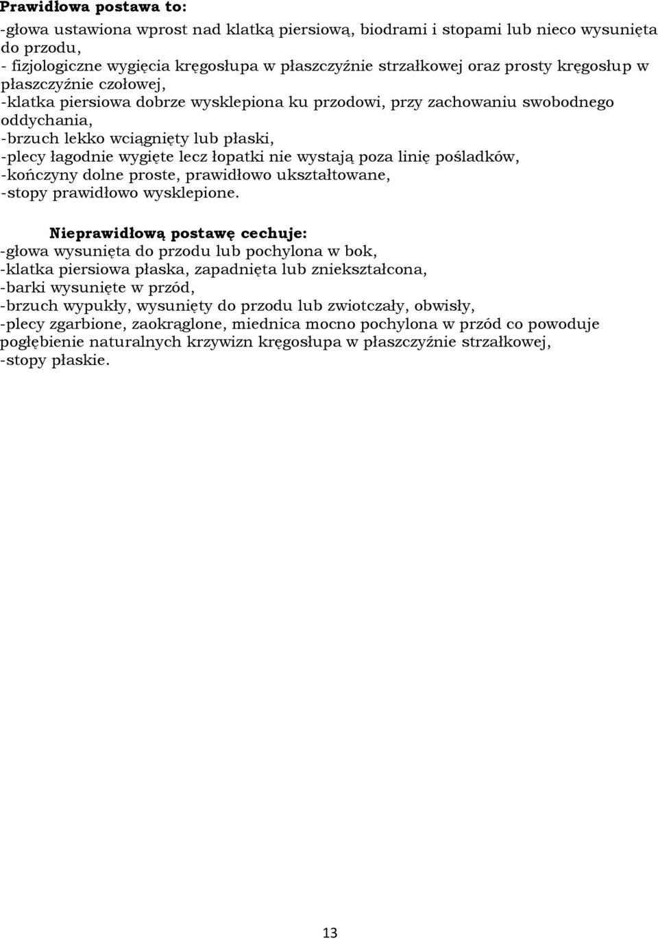 nie wystają poza linię pośladków, -kończyny dolne proste, prawidłowo ukształtowane, -stopy prawidłowo wysklepione.