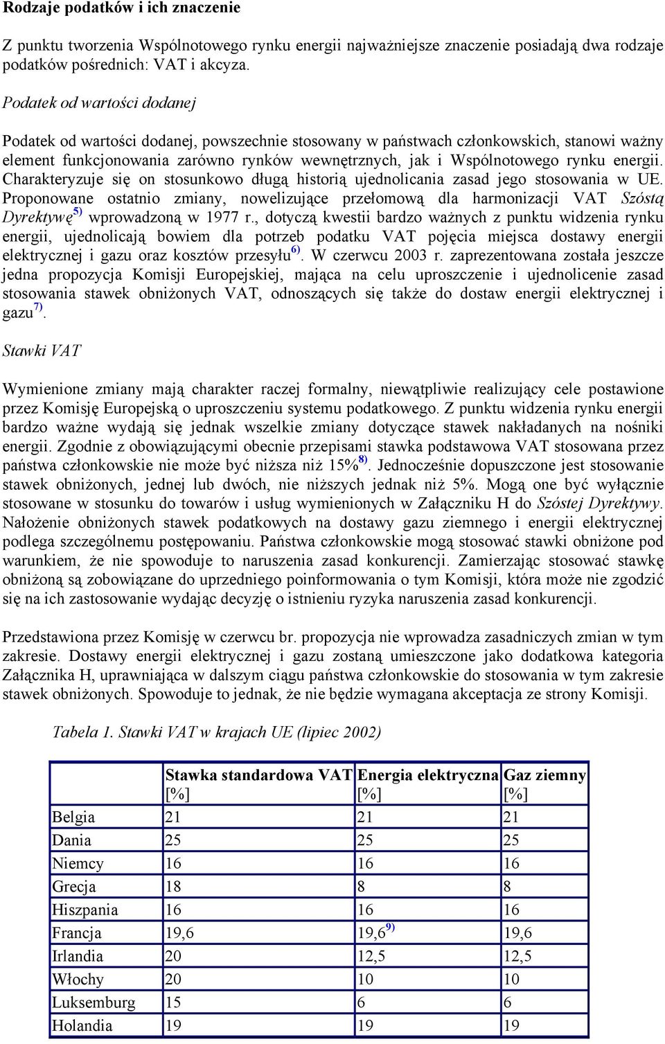 energii. Charakteryzuje się on stosunkowo długą historią ujednolicania zasad jego stosowania w UE.