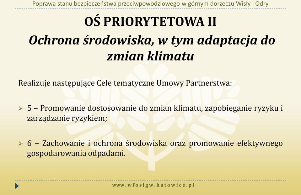 dostosowanie do zmian klimatu, zapobieganie ryzyku i zarządzanie ryzykiem;