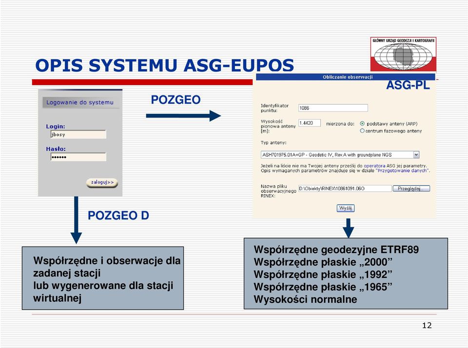 Współrzdne geodezyjne ETRF89 Współrzdne płaskie 2000