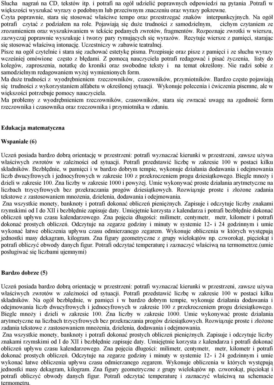 Pojawiają się duże trudności z samodzielnym, cichym czytaniem ze zrozumieniem oraz wyszukiwaniem w tekście podanych zwrotów, fragmentów.