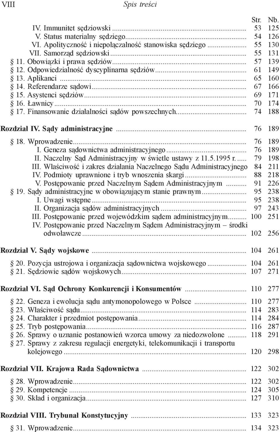 .. 70 174 17. Finansowanie działalności sądów powszechnych... 74 188 Rozdział IV. Sądy administracyjne... 76 189 18. Wprowadzenie... 76 189 I. Geneza sądownictwa administracyjnego... 76 189 II.