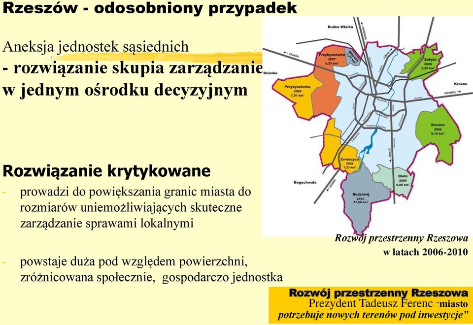 sprawami lokalnymi - powstaje duża pod względem powierzchni, zróżnicowana społecznie, gospodarczo jednostka Rozwój