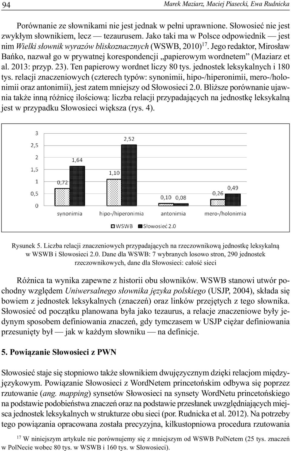 Jego redaktor, Mirosław Bańko, nazwał go w prywatnej korespondencji papierowym wordnetem (Maziarz et al. 2013: przyp. 23). Ten papierowy wordnet liczy 80 tys. jednostek leksykalnych i 180 tys.