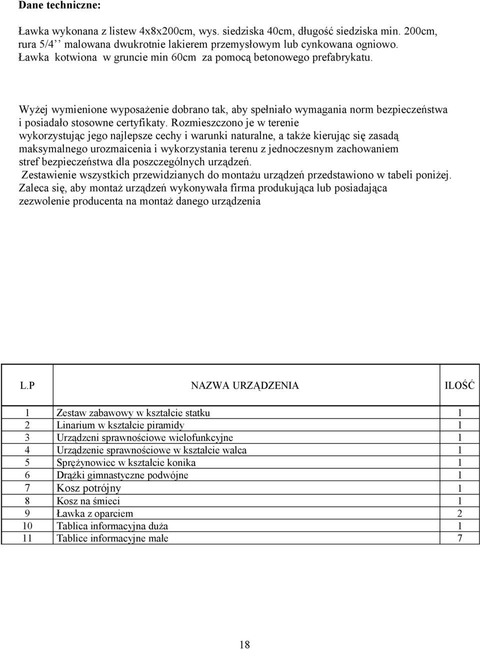 Rozmieszczono je w terenie wykorzystując jego najlepsze cechy i warunki naturalne, a także kierując się zasadą maksymalnego urozmaicenia i wykorzystania terenu z jednoczesnym zachowaniem stref