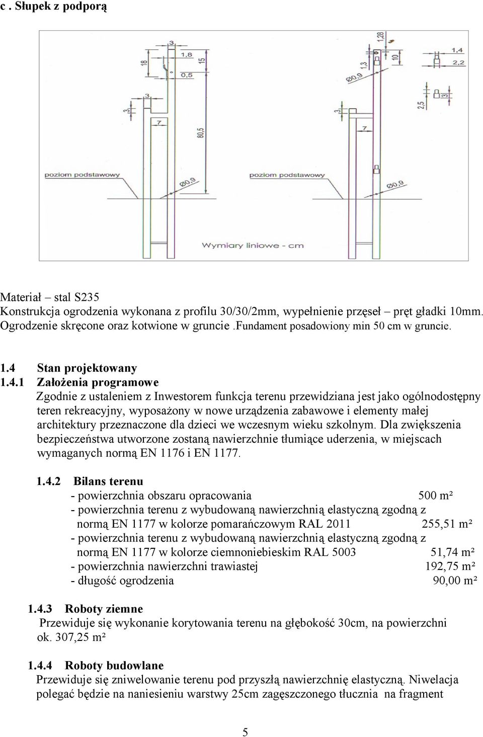 4. Stan projektowany Założenia programowe Zgodnie z ustaleniem z Inwestorem funkcja terenu przewidziana jest jako ogólnodostępny teren rekreacyjny, wyposażony w nowe urządzenia zabawowe i elementy