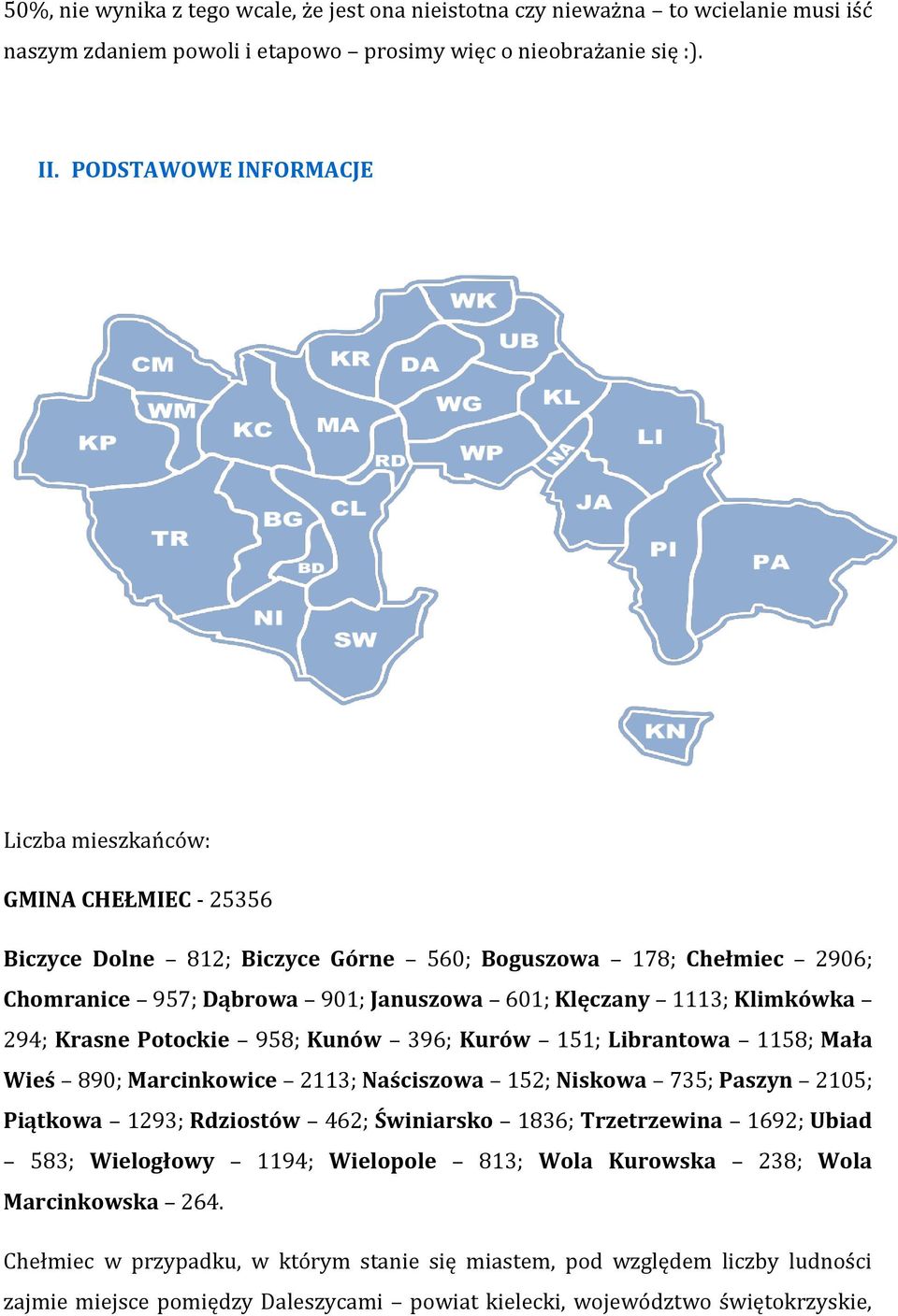 Klimkówka 294; Krasne Potockie 958; Kunów 396; Kurów 151; Librantowa 1158; Mała Wieś 890; Marcinkowice 2113; Naściszowa 152; Niskowa 735; Paszyn 2105; Piątkowa 1293; Rdziostów 462; Świniarsko 1836;