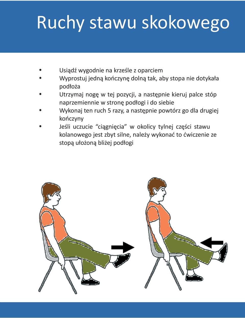 do siebie Wykonaj ten ruch 5 razy, a następnie powtórz go dla drugiej kończyny Jeśli uczucie ciągnięcia w