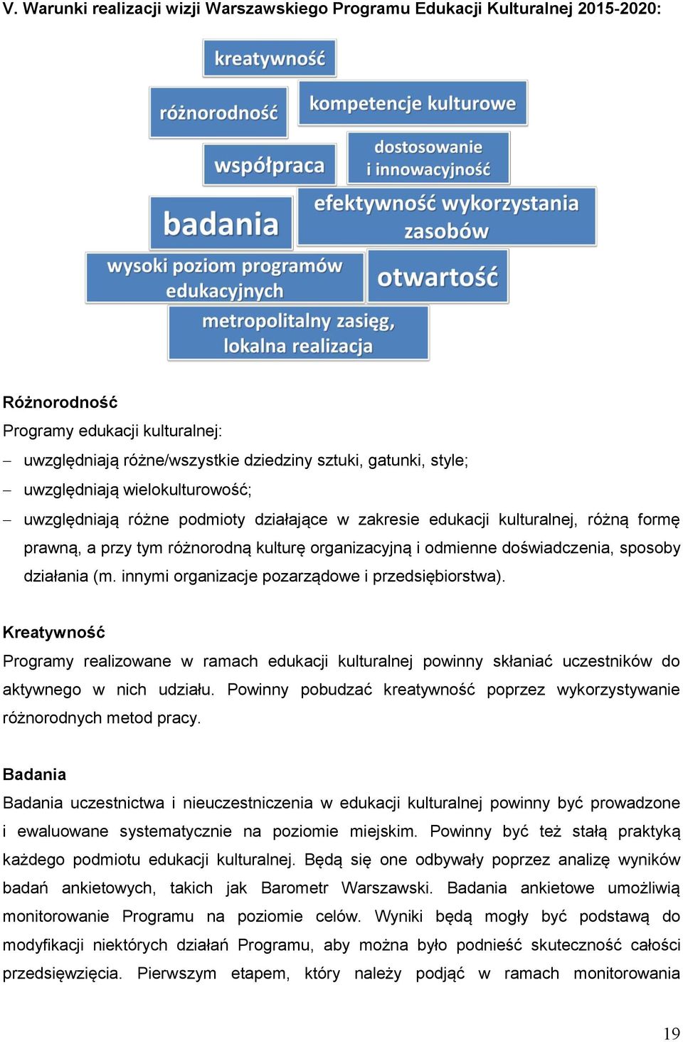 sposoby działania (m. innymi organizacje pozarządowe i przedsiębiorstwa). Kreatywność Programy realizowane w ramach edukacji kulturalnej powinny skłaniać uczestników do aktywnego w nich udziału.