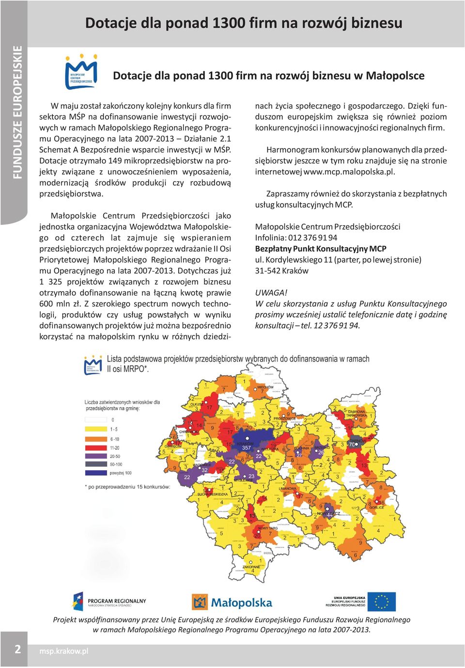 Dotacje otrzyma³o 149 mikroprzedsiêbiorstw na projekty zwi¹zane z unowoczeœnieniem wyposa enia, modernizacj¹ œrodków produkcji czy rozbudow¹ przedsiêbiorstwa.