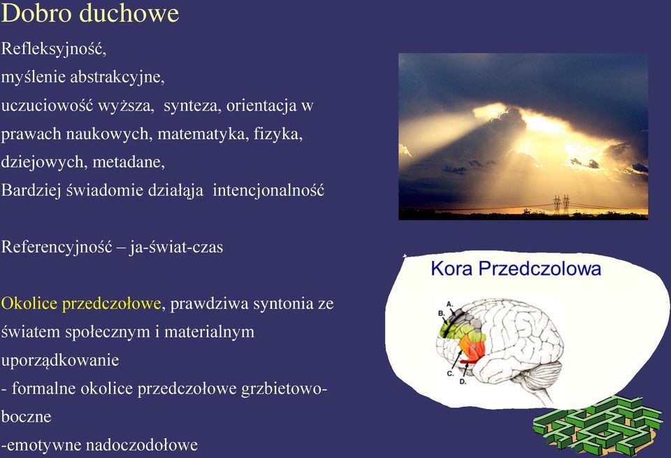 intencjonalność Referencyjność ja-świat-czas Okolice przedczołowe, prawdziwa syntonia ze światem