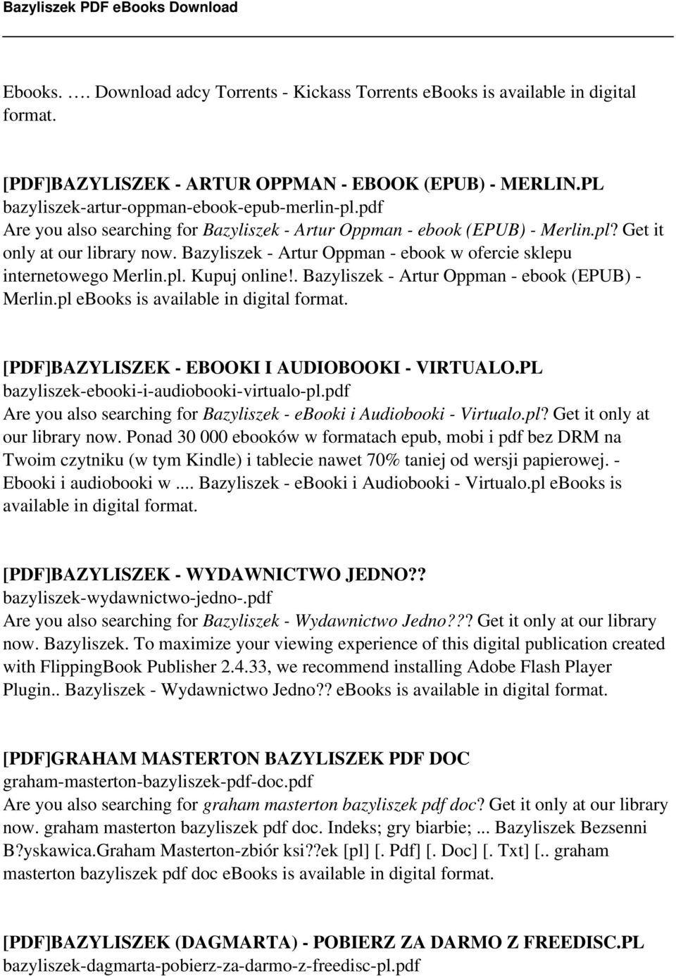 . Bazyliszek - Artur Oppman - ebook (EPUB) - Merlin.pl ebooks is available in digital [PDF]BAZYLISZEK - EBOOKI I AUDIOBOOKI - VIRTUALO.PL bazyliszek-ebooki-i-audiobooki-virtualo-pl.