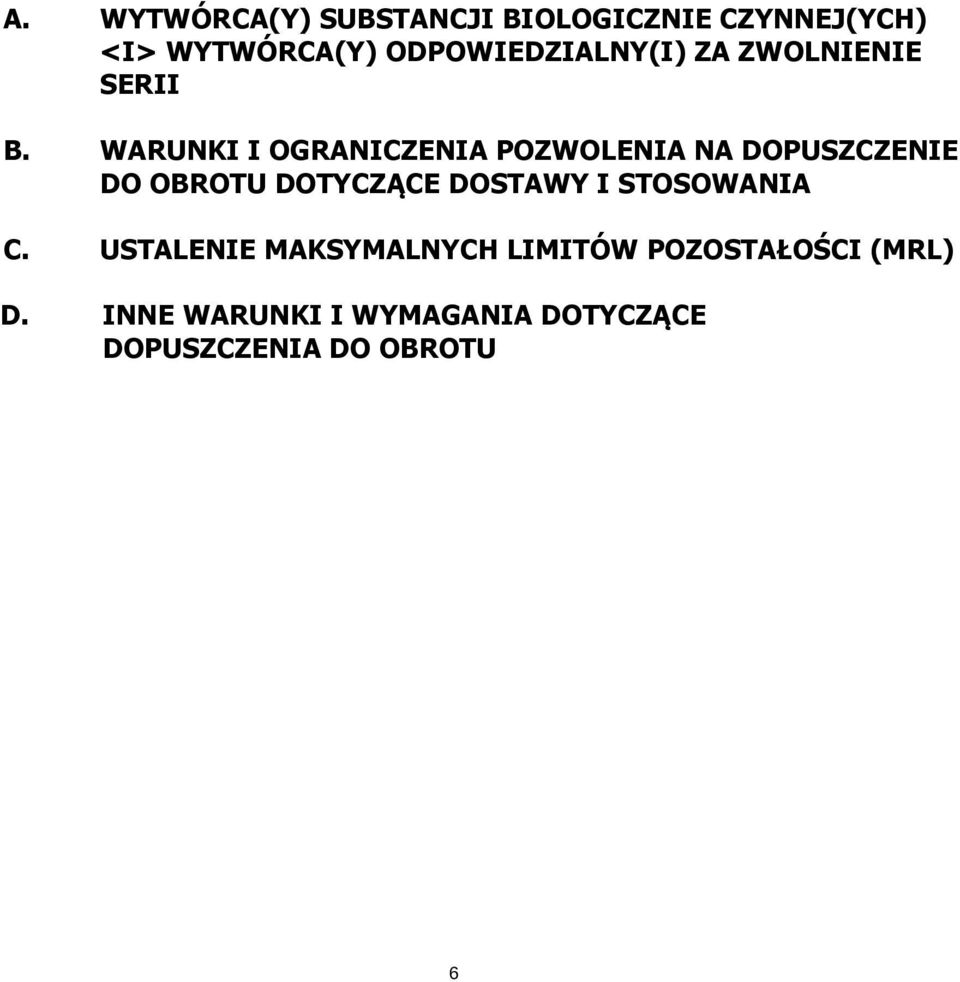 WARUNKI I OGRANICZENIA POZWOLENIA NA DOPUSZCZENIE DO OBROTU DOTYCZĄCE DOSTAWY