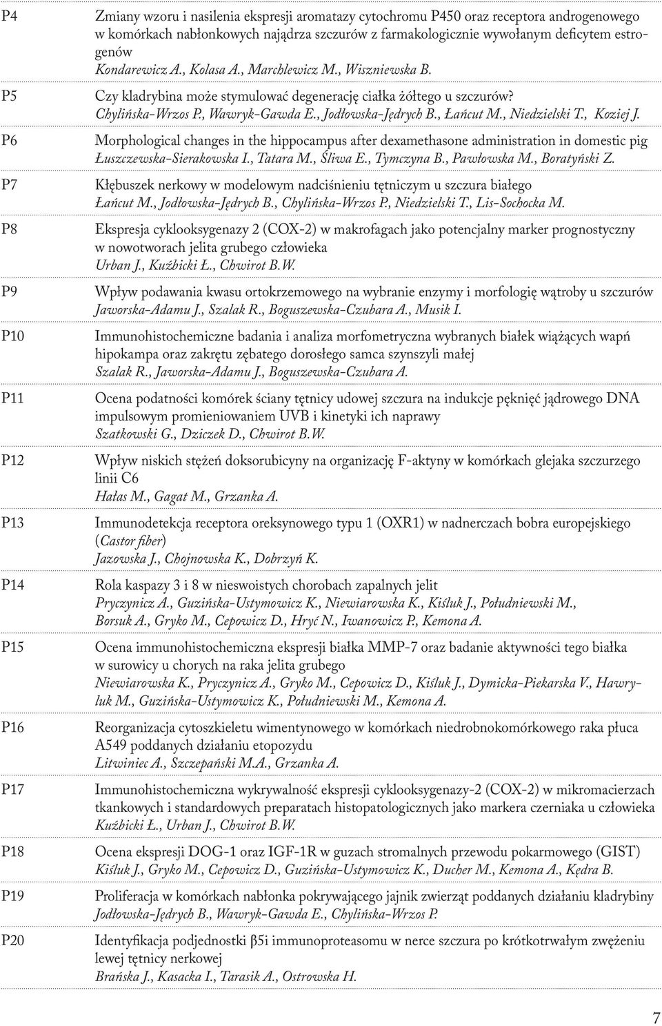 , Wawryk-Gawda E., Jodłowska-Jędrych B., Łańcut M., Niedzielski T., Koziej J. Morphological changes in the hippocampus after dexamethasone administration in domestic pig Łuszczewska-Sierakowska I.