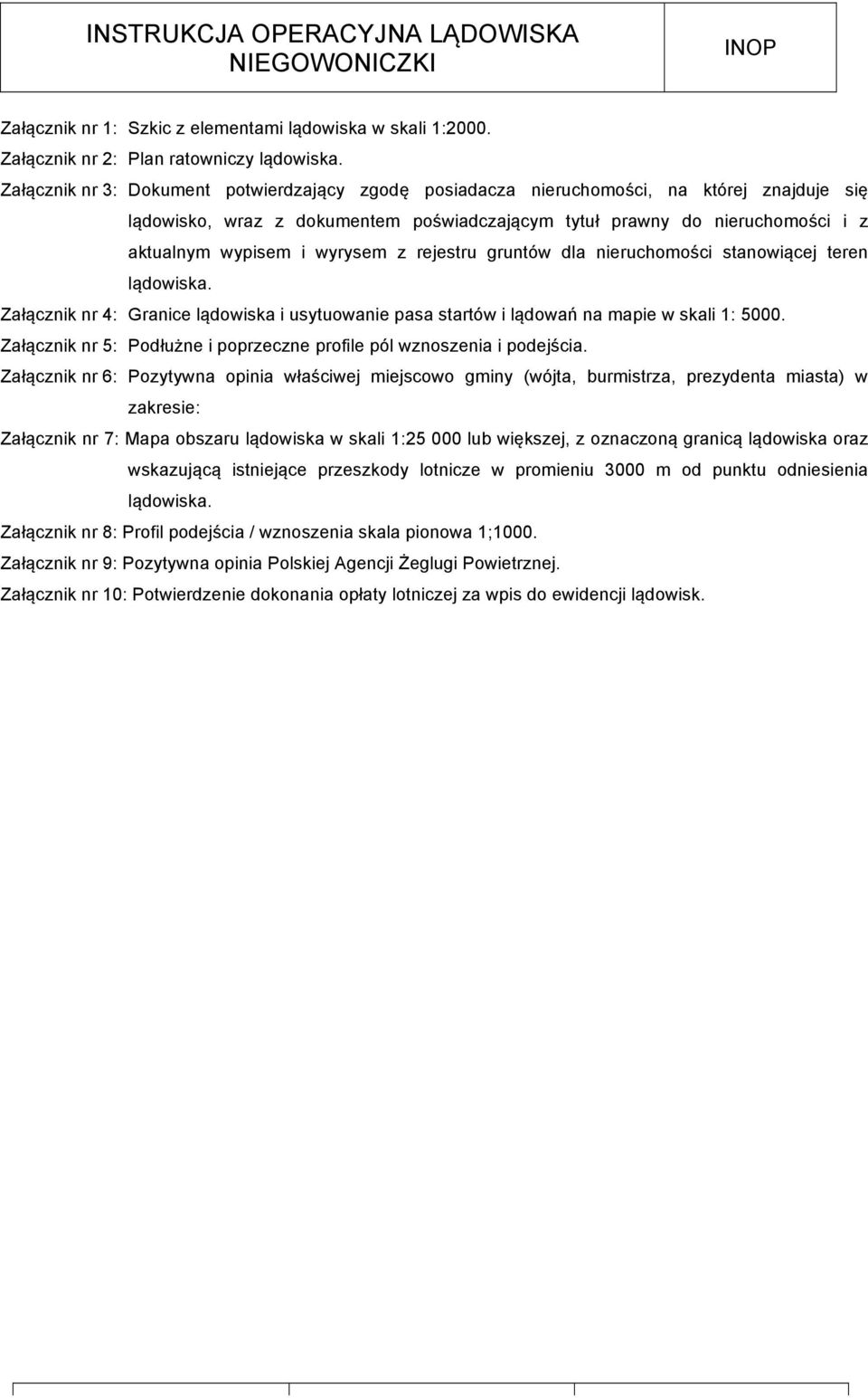 wyrysem z rejestru gruntów dla nieruchomości stanowiącej teren lądowiska. Załącznik nr 4: Granice lądowiska i usytuowanie pasa startów i lądowań na mapie w skali 1: 5000.