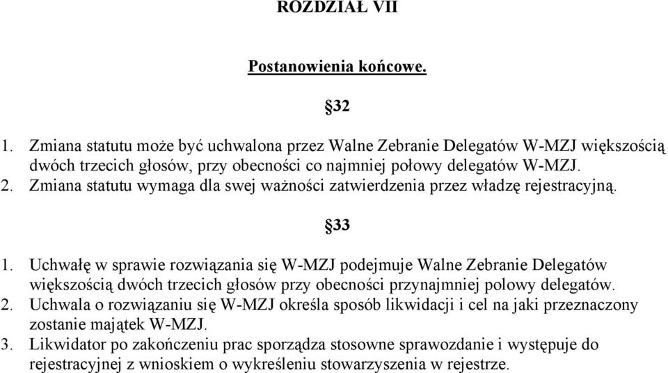 Zmiana statutu wymaga dla swej ważności zatwierdzenia przez władzę rejestracyjną. 1.