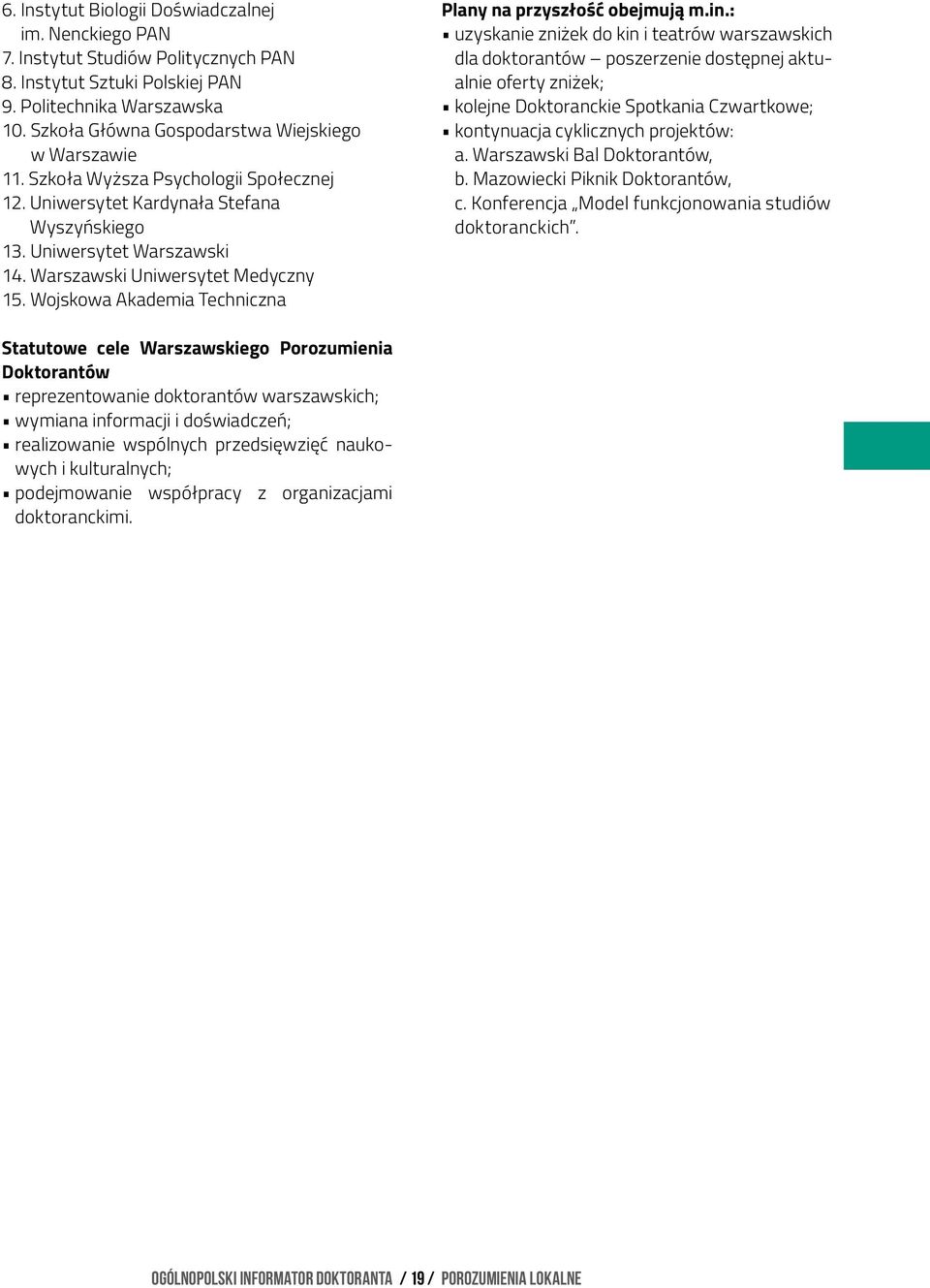 Warszawski Uniwersytet Medyczny 15. Wojskowa Akademia Techniczna Plany na przyszłość obejmują m.in.