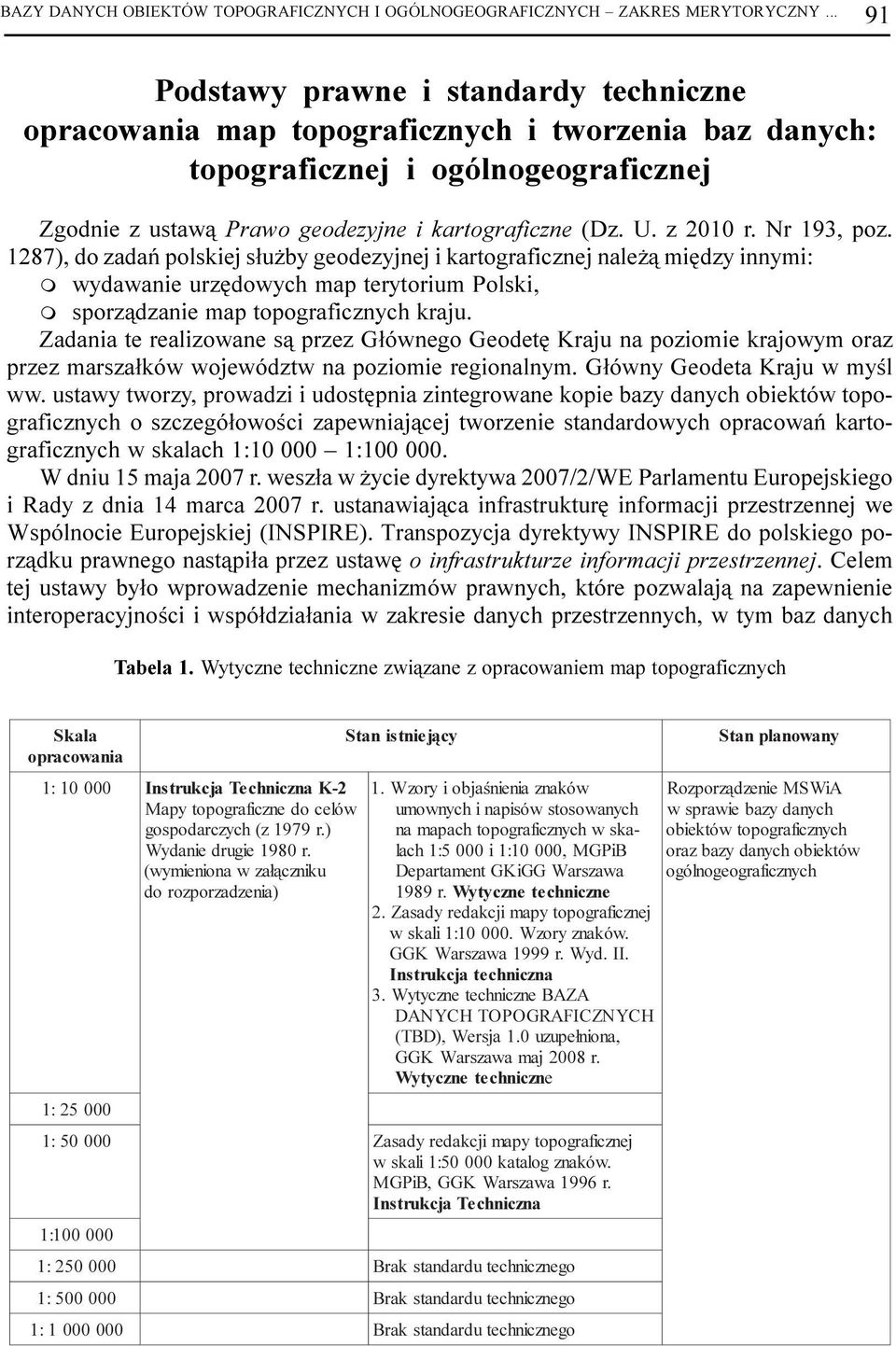 z 2010 r. Nr 193, poz. 1287), do zadañ polskiej s³u by geodezyjnej i kartograficznej nale ¹ miêdzy innymi: m wydawanie urzêdowych map terytorium Polski, m sporz¹dzanie map topograficznych kraju.