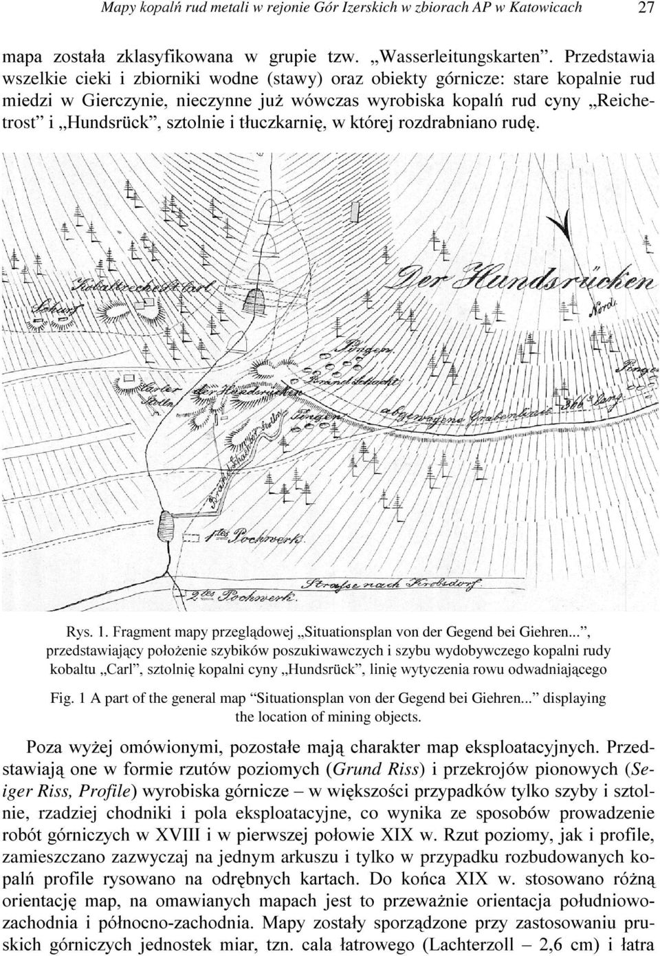 WáXF]NDUQL Z NWyUHM UR]GUDEQLDQR UXG 5\V )UDJPHQW PDS\ SU]HJOGRZHM ÄSituationsplan von der Gegend bei Giehren.