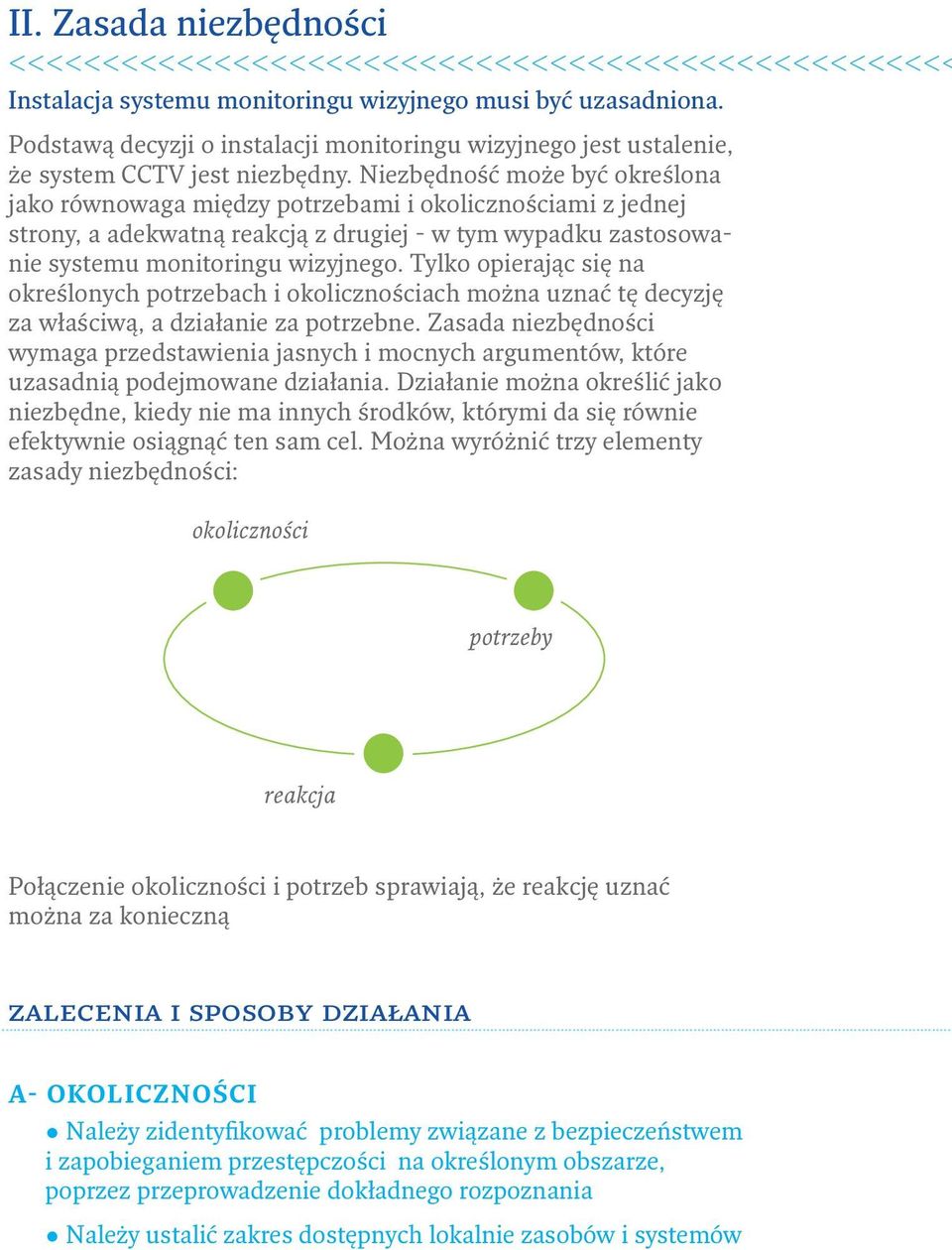 Niezbędność może być określona jako równowaga między potrzebami i okolicznościami z jednej strony, a adekwatną reakcją z drugiej - w tym wypadku zastosowanie systemu monitoringu wizyjnego.