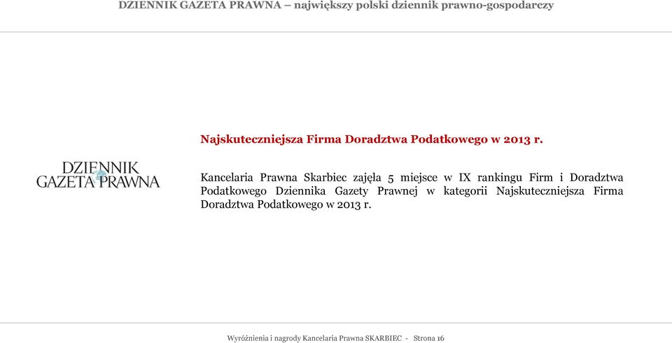 Kancelaria Prawna Skarbiec zajęła 5 miejsce w IX rankingu Firm i Doradztwa Podatkowego