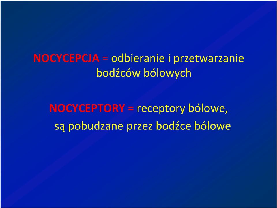 bólowych NOCYCEPTORY