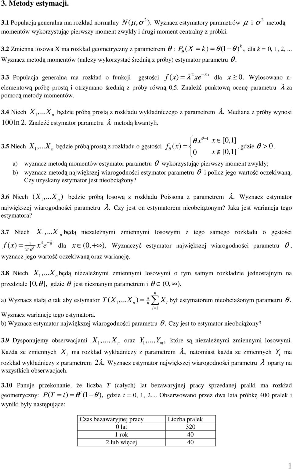 - elemetową próbę prostą otrzymao średą z próby rówą 0,5 Zaleźć putową oceę parametru za pomocą metody mometów 34 Nech, będze próbą prostą z rozładu wyładczego z parametrem Medaa z próby wyos 00l