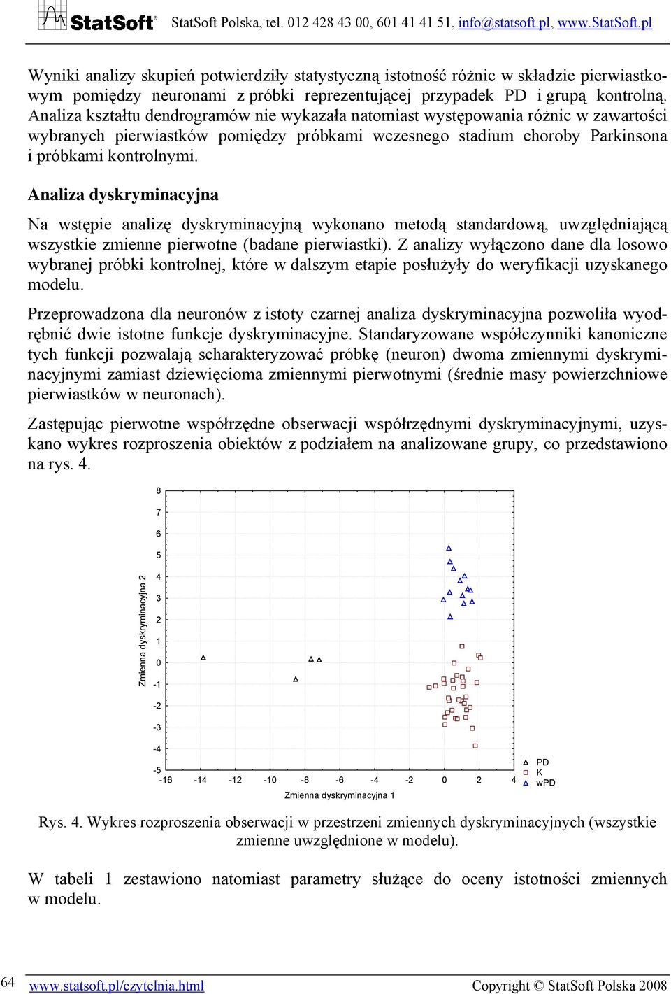 Analiza dyskryminacyjna Na wstępie analizę dyskryminacyjną wykonano metodą standardową, uwzględniającą wszystkie zmienne pierwotne (badane pierwiastki).