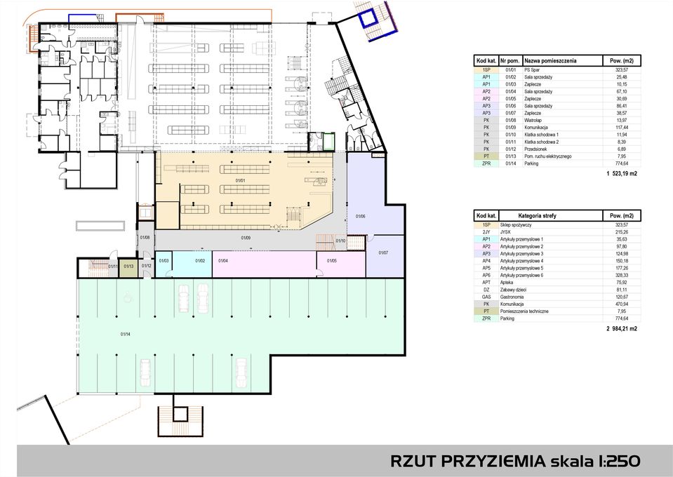 Zaplecze Wiatrołap Klatka schodowa 1 Klatka schodowa 2 Przedsionek Pom.