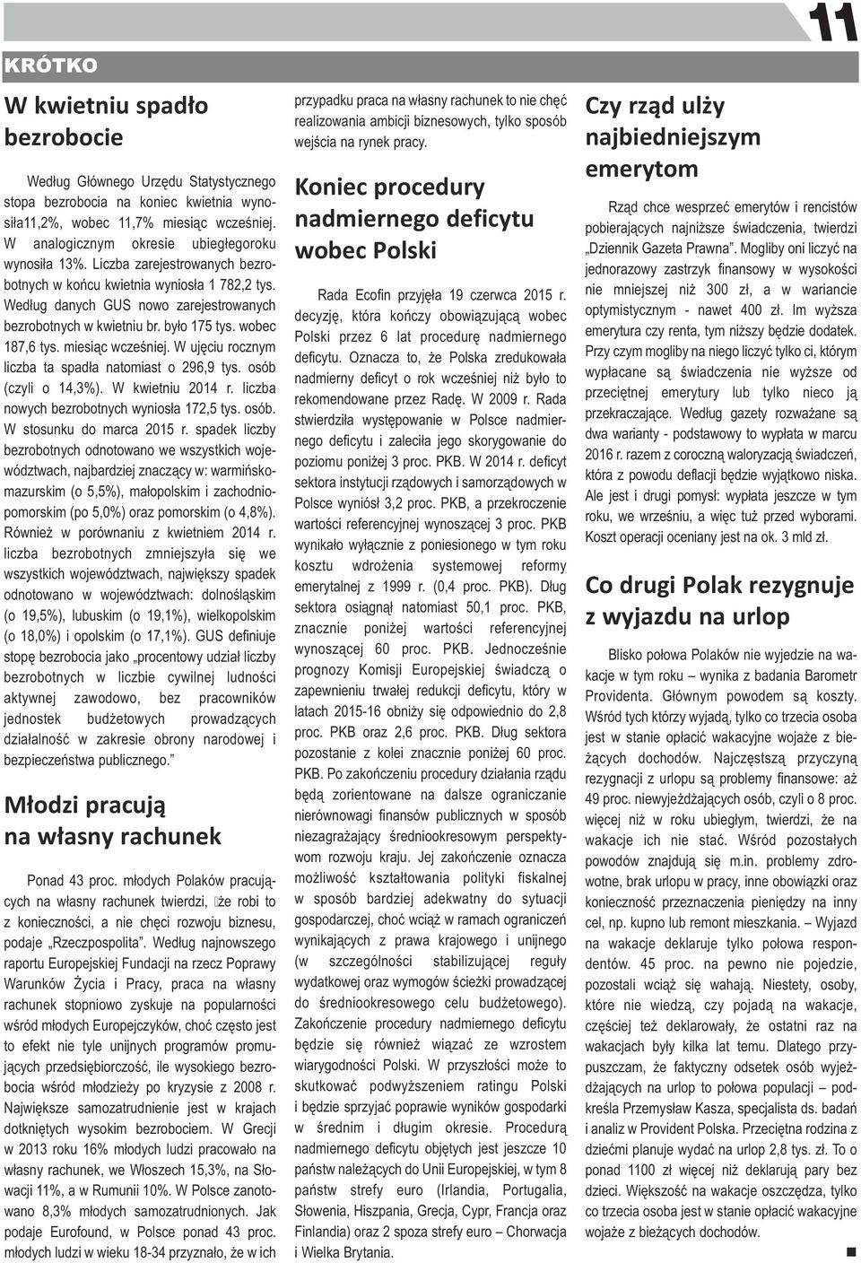 W ujęciu roczym liczba ta spadła atomiast o 296,9 tys. osób (czyli o 14,3%). W kwietiu 2014 r. liczba owych bezrobotych wyiosła 172,5 tys. osób. W stosuku do marca 2015 r.