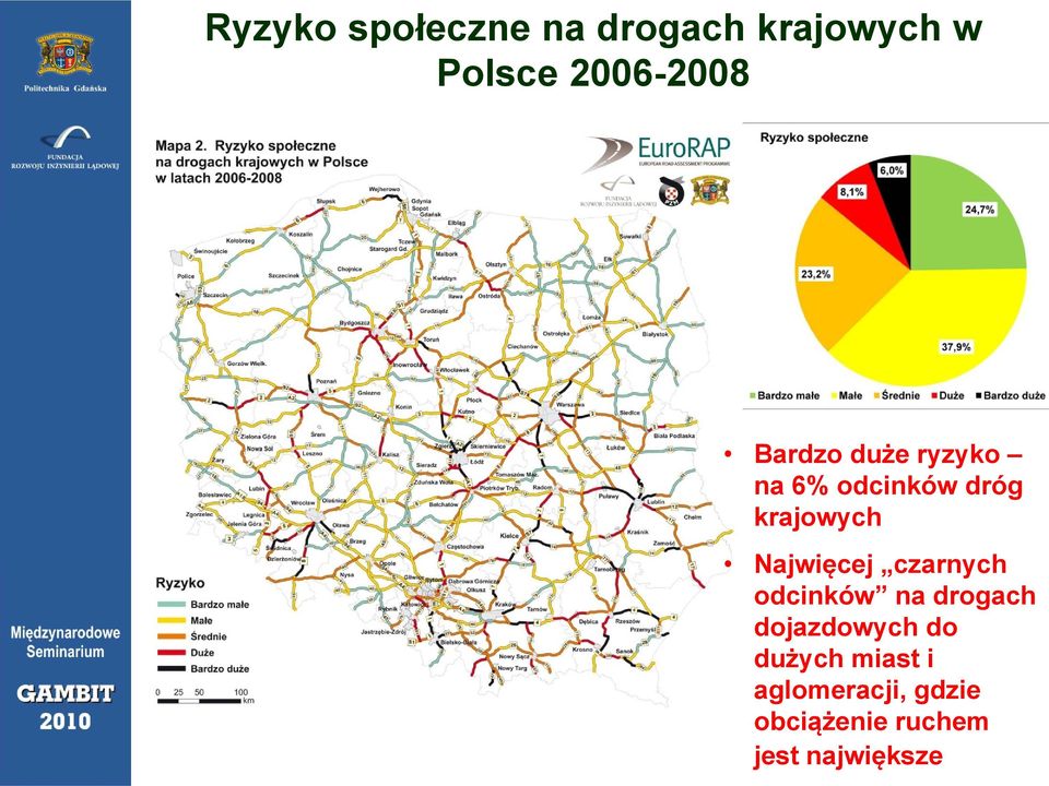 czarnych Najwięcej czarnych odcinków na drogach dojazdowych