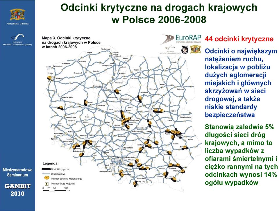 drogowej, a także niskie standardy bezpieczeństwa Stanowią zaledwie 5% długości sieci dróg krajowych,