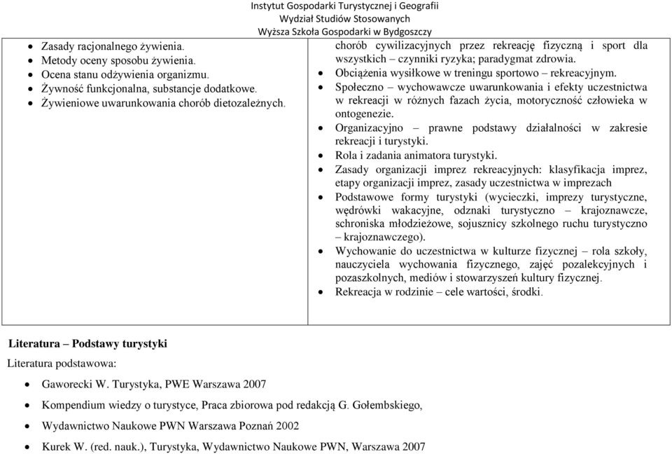 Społeczno wychowawcze uwarunkowania i efekty uczestnictwa w rekreacji w różnych fazach życia, motoryczność człowieka w ontogenezie.