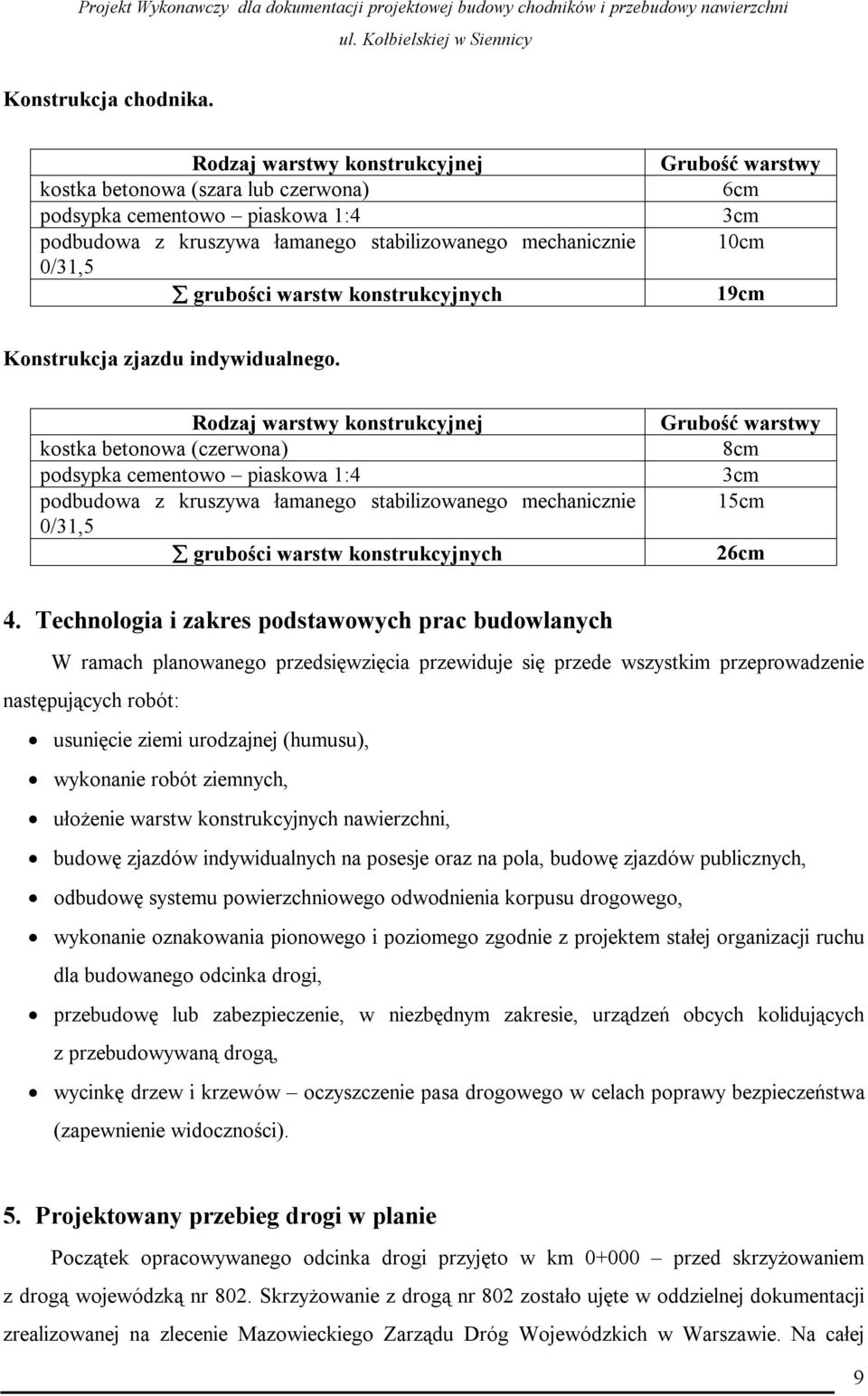 Grubość warstwy 6cm 3cm 10cm 19cm Konstrukcja zjazdu indywidualnego.