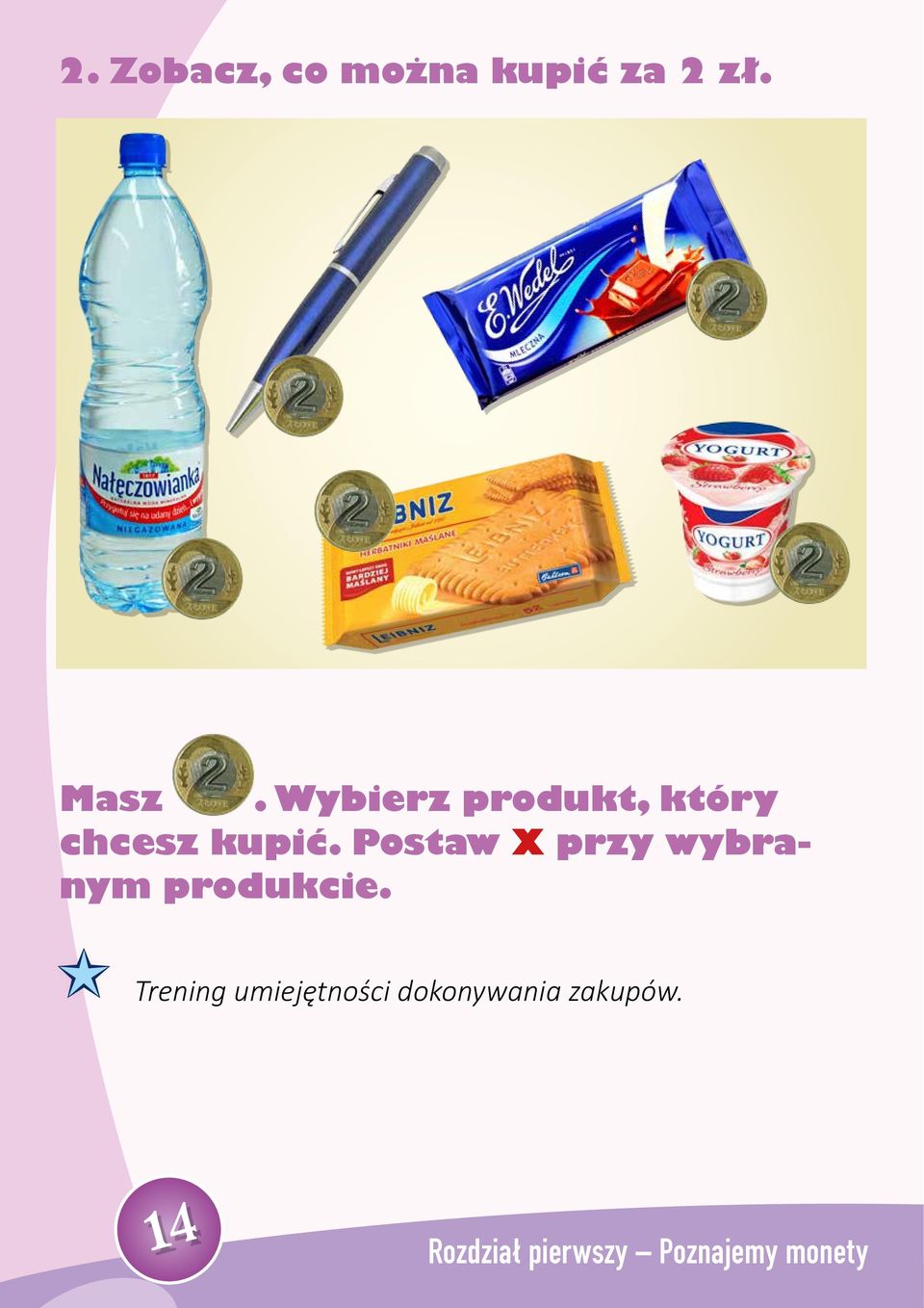 Postaw X przy wybranym produkcie.