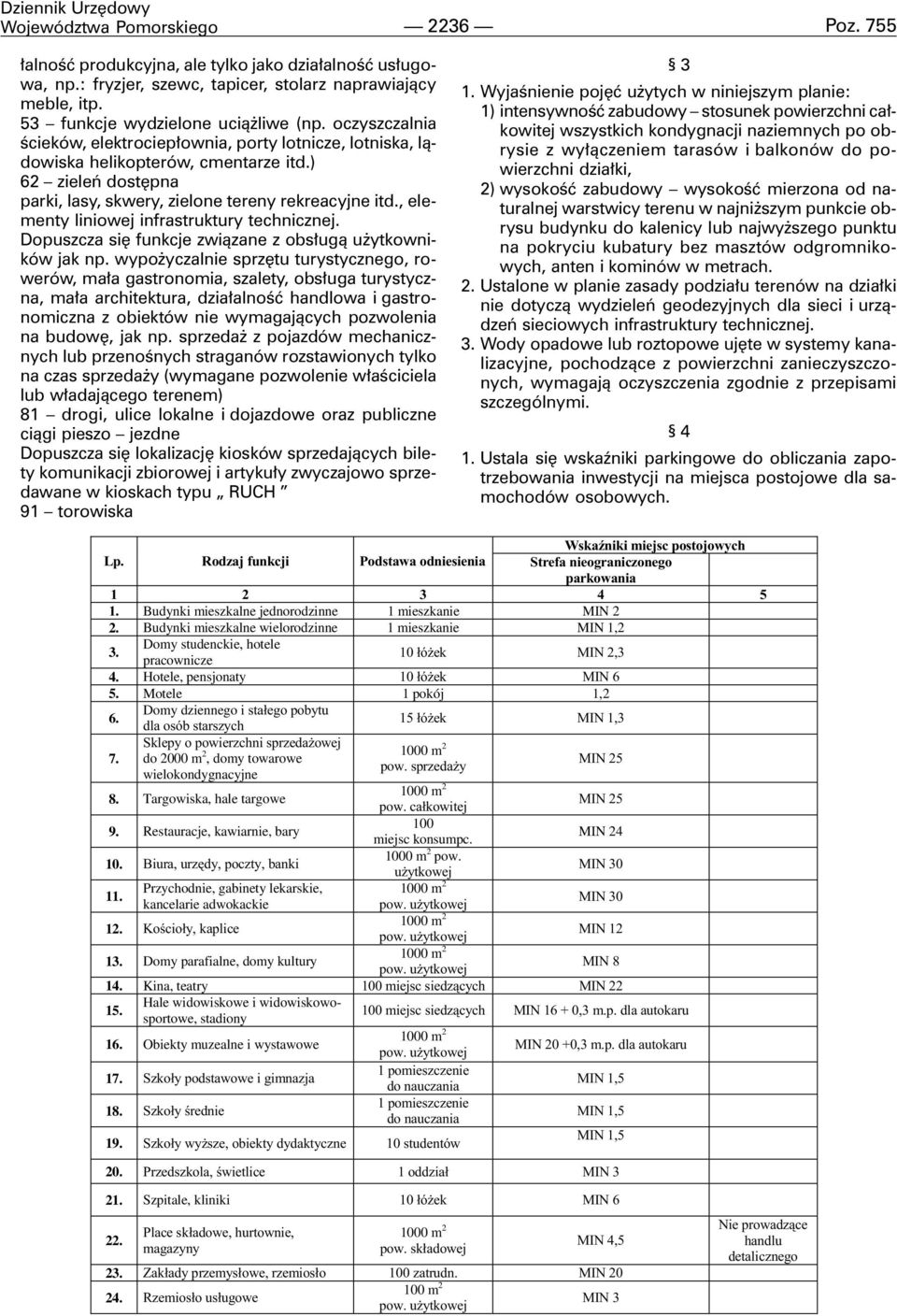 ) 62 zieleñ dostêpna parki, lasy, skwery, zielone tereny rekreacyjne itd., elementy liniowej infrastruktury technicznej. Dopuszcza siê funkcje zwi¹zane z obs³ug¹ u ytkowników jak np.