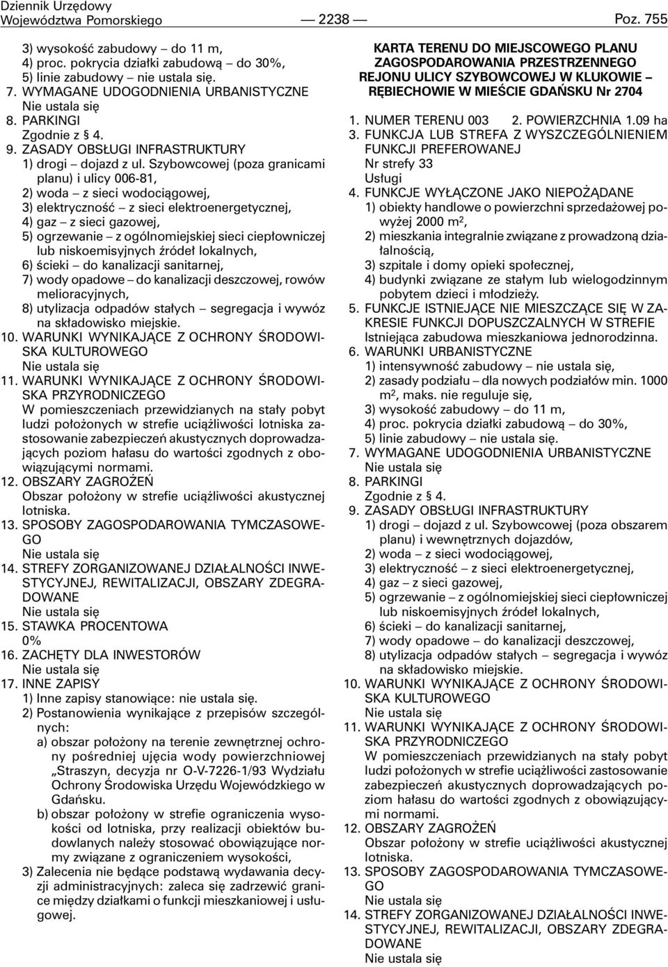 Szybowcowej (poza granicami planu) i ulicy 006-81, 2) woda z sieci wodoci¹gowej, 3) elektrycznoœæ z sieci elektroenergetycznej, 4) gaz z sieci gazowej, 5) ogrzewanie z ogólnomiejskiej sieci