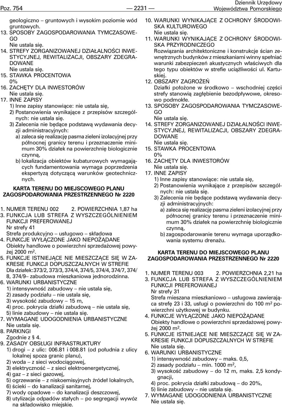 INNE ZAPISY 1) Inne zapisy stanowi¹ce: nie ustala siê, 2) Postanowienia wynikaj¹ce z przepisów szczególnych: nie ustala siê.