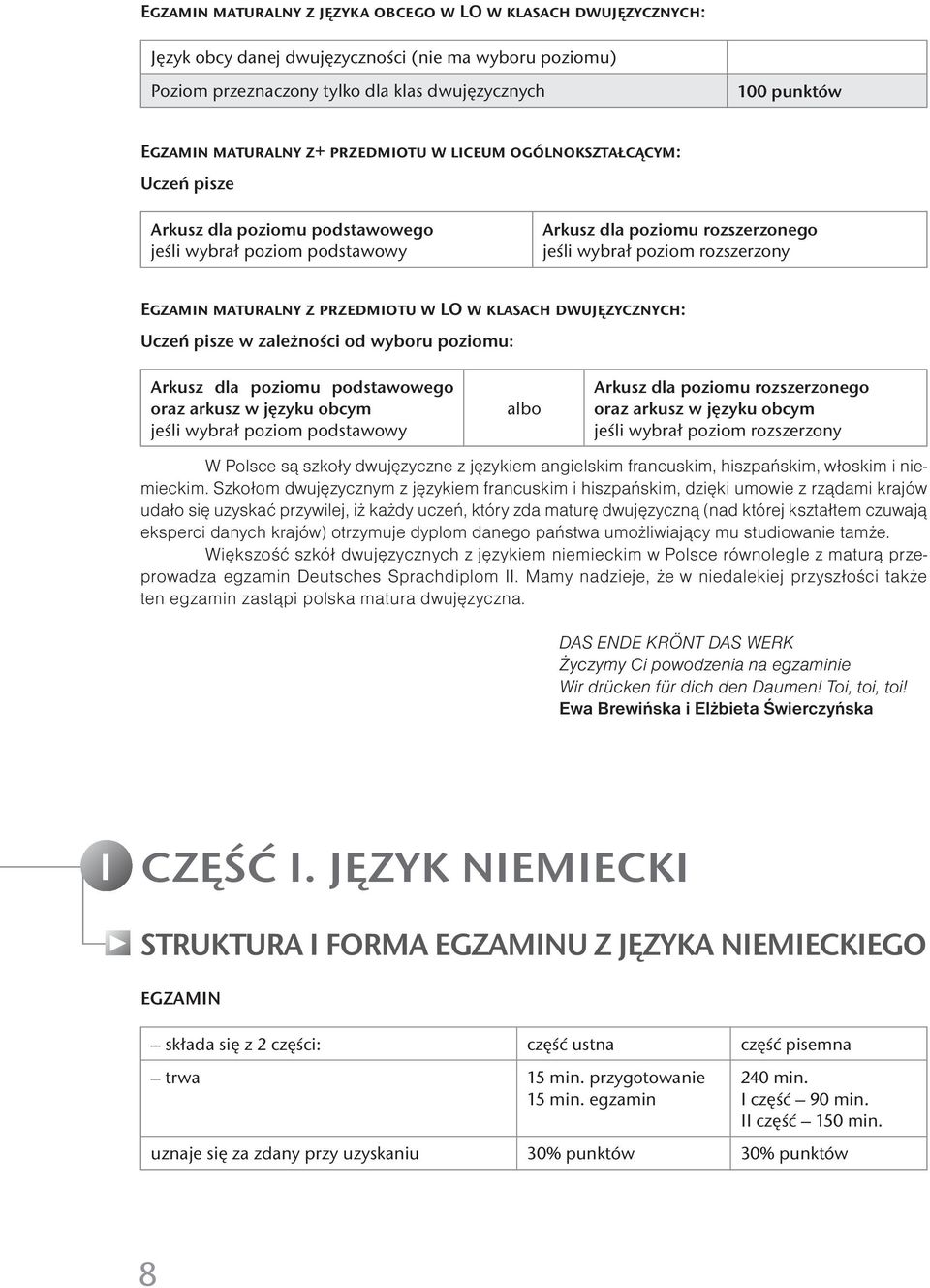 z przedmiotu w LO w klasach dwujęzycznych: Uczeń pisze w zależności od wyboru poziomu: Arkusz dla poziomu podstawowego oraz arkusz w języku obcym jeśli wybrał poziom podstawowy albo Arkusz dla