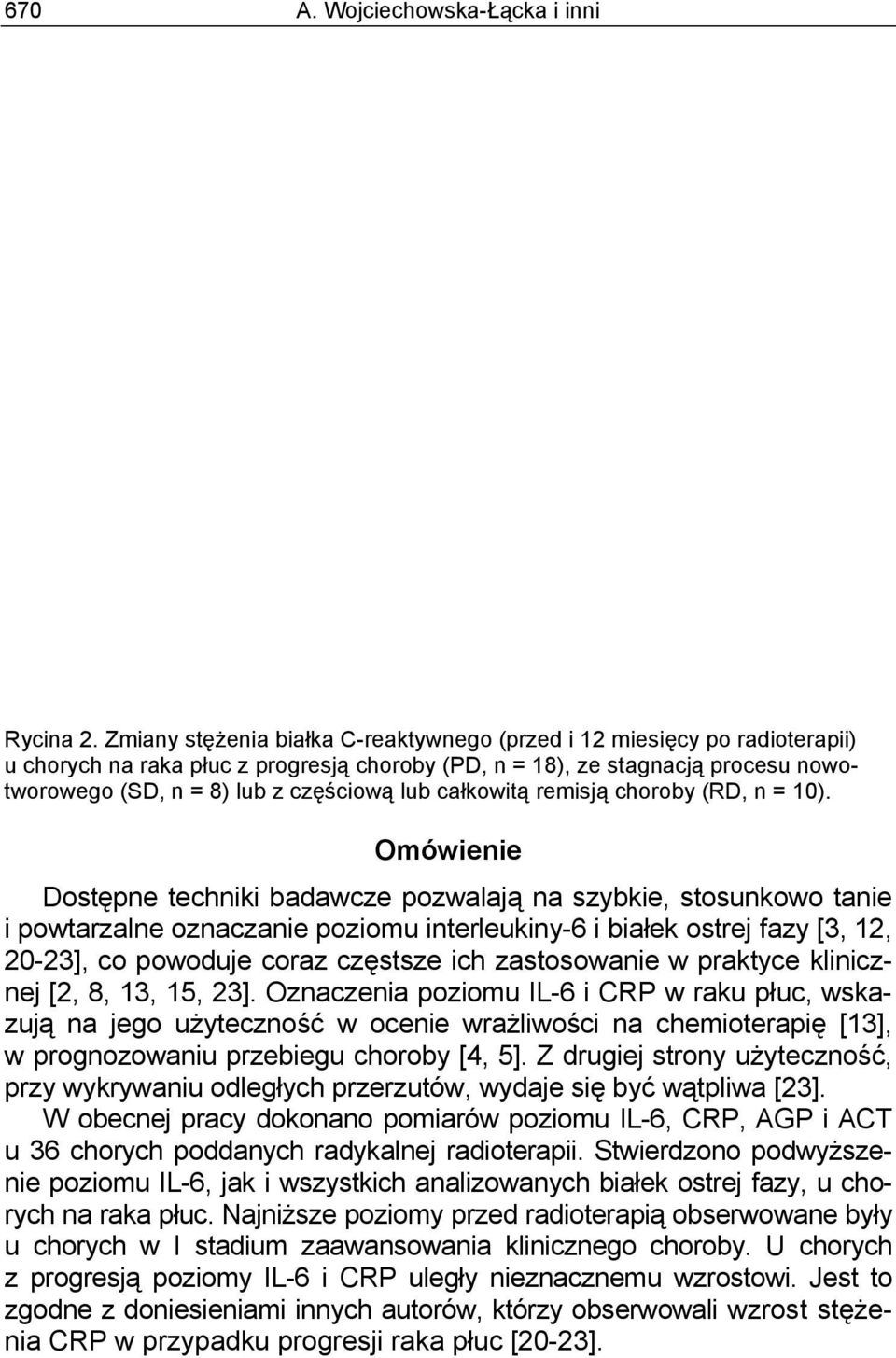 całkowitą remisją choroby (RD, n = 10).