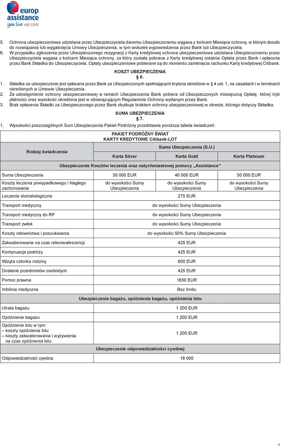 W przypadku zgłoszenia przez Ubezpieczonego rezygnacji z Karty kredytowej ochrona ubezpieczeniowa udzielana Ubezpieczonemu przez Ubezpieczyciela wygasa z końcem Miesiąca ochrony, za który została