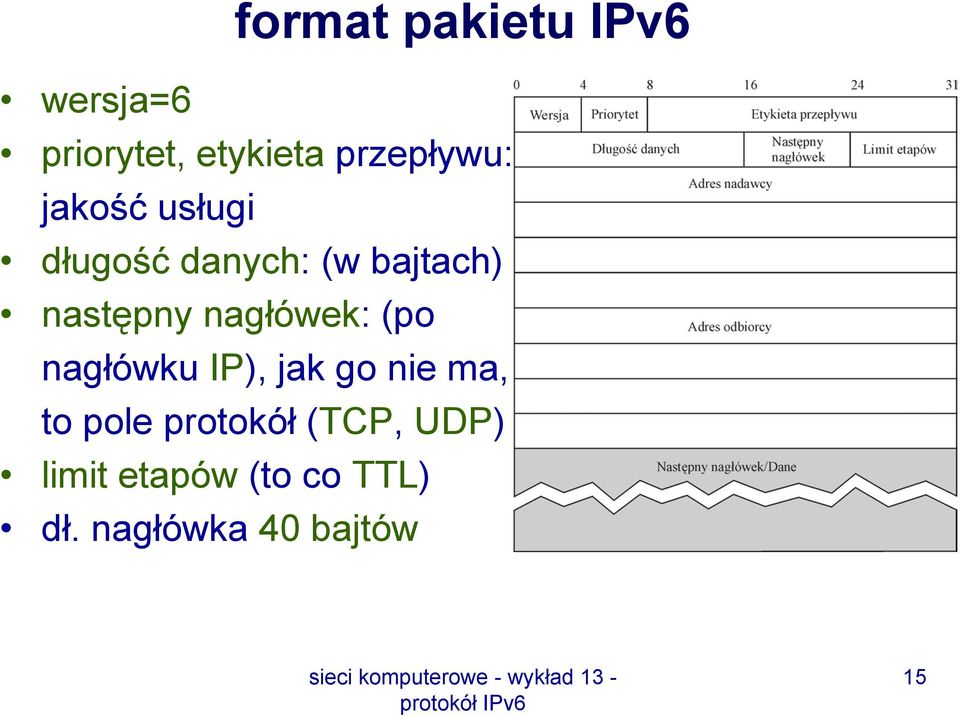 następny nagłówek: (po nagłówku IP), jak go nie ma, to