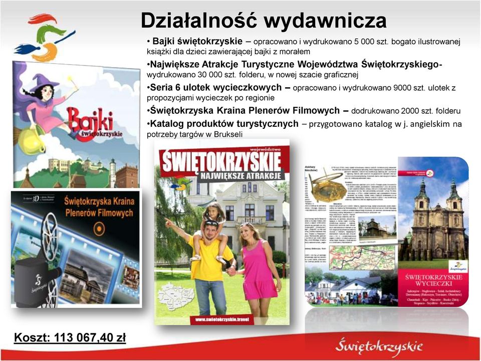 30 000 szt. folderu, w nowej szacie graficznej Seria 6 ulotek wycieczkowych opracowano i wydrukowano 9000 szt.