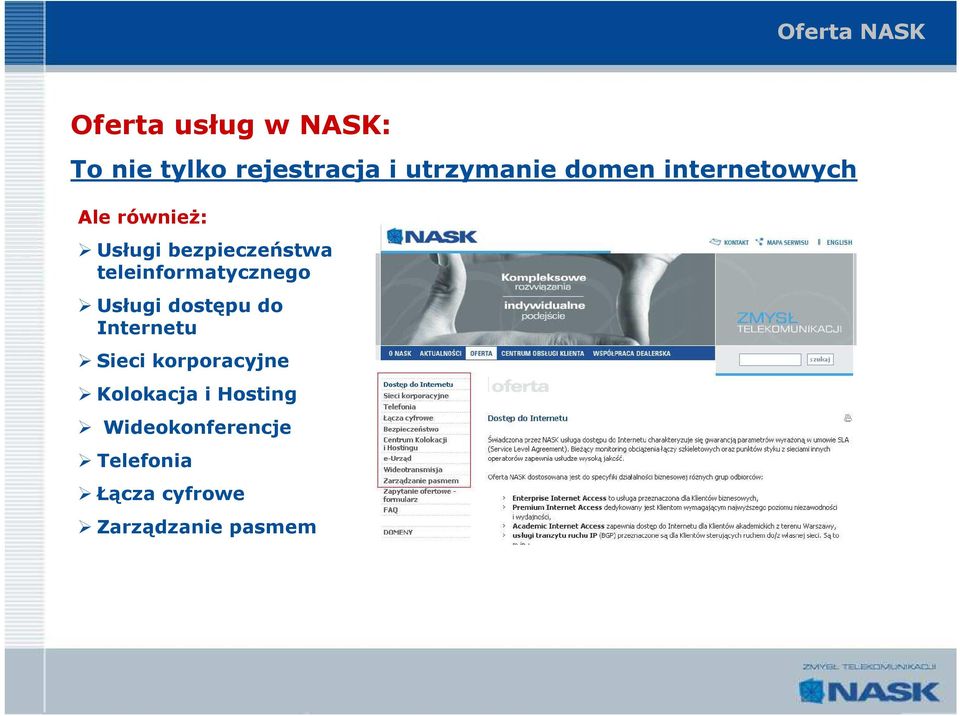 teleinformatycznego Usługi dostępu do Internetu Sieci korporacyjne